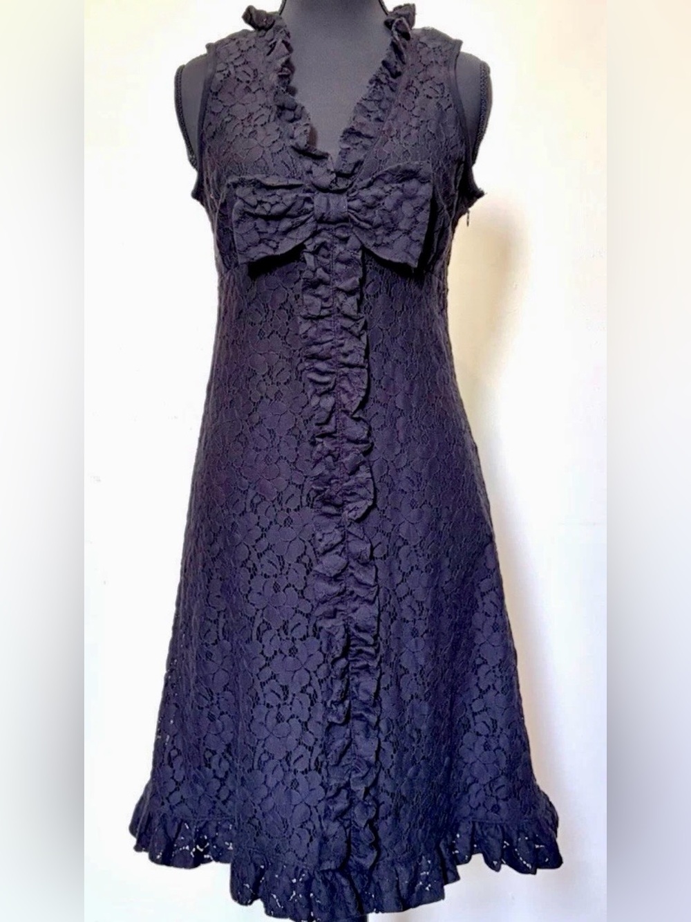 INC International Concepts Black Lace Bow dress size M